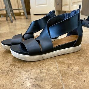 Black strappy leather sandal